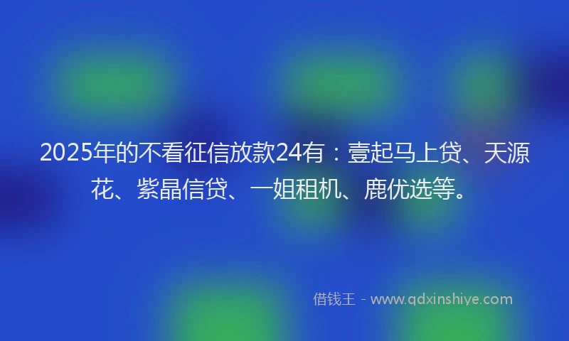 2025年的不看征信放款24有：壹起马上贷、天源花、紫晶信贷、一姐租机、鹿优选等。