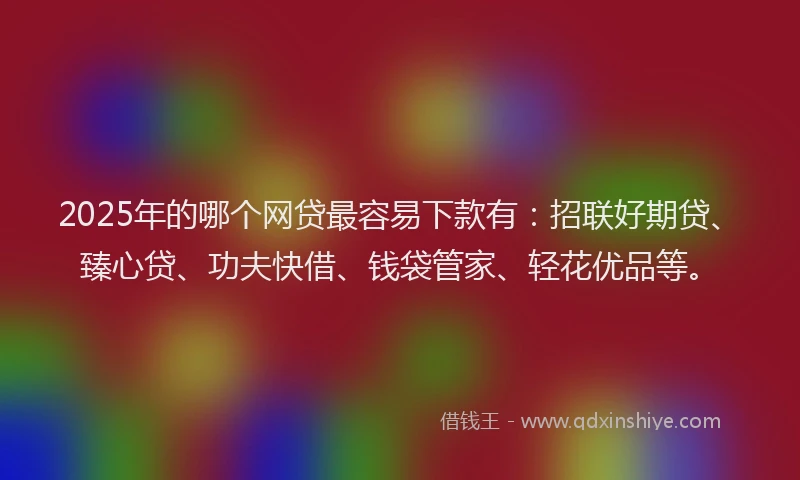 2025年的哪个网贷最容易下款有：招联好期贷、臻心贷、功夫快借、钱袋管家、轻花优品等。