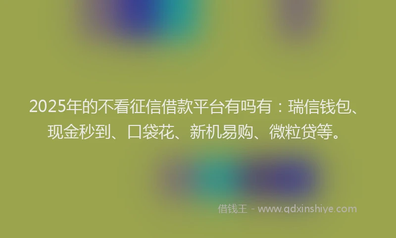 2025年的不看征信借款平台有吗有：瑞信钱包、现金秒到、口袋花、新机易购、微粒贷等。