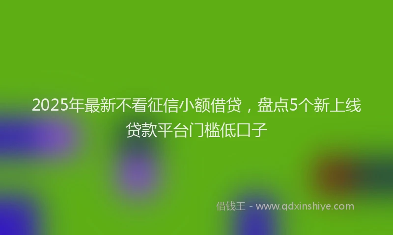 2025年最新不看征信小额借贷，盘点5个新上线贷款平台门槛低口子