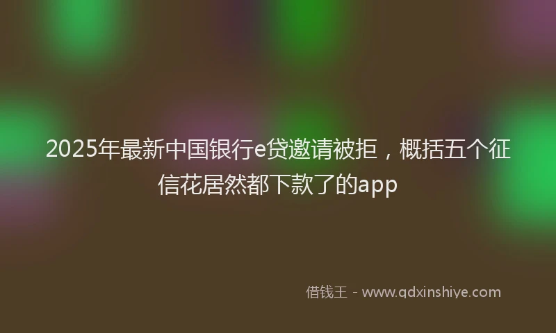 2025年最新中国银行e贷邀请被拒，概括五个征信花居然都下款了的app