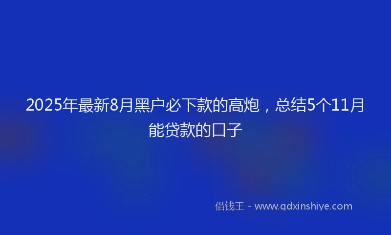 2025年最新8月黑户必下款的高炮，总结5个11月能贷款的口子