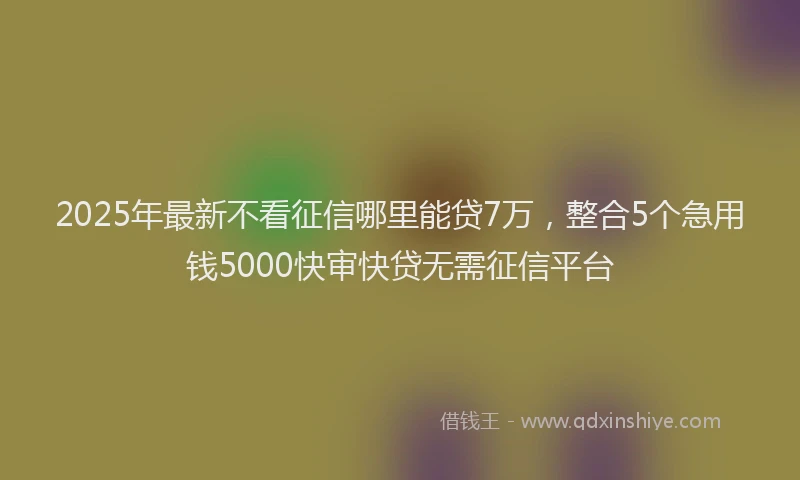 2025年最新不看征信哪里能贷7万，整合5个急用钱5000快审快贷无需征信平台