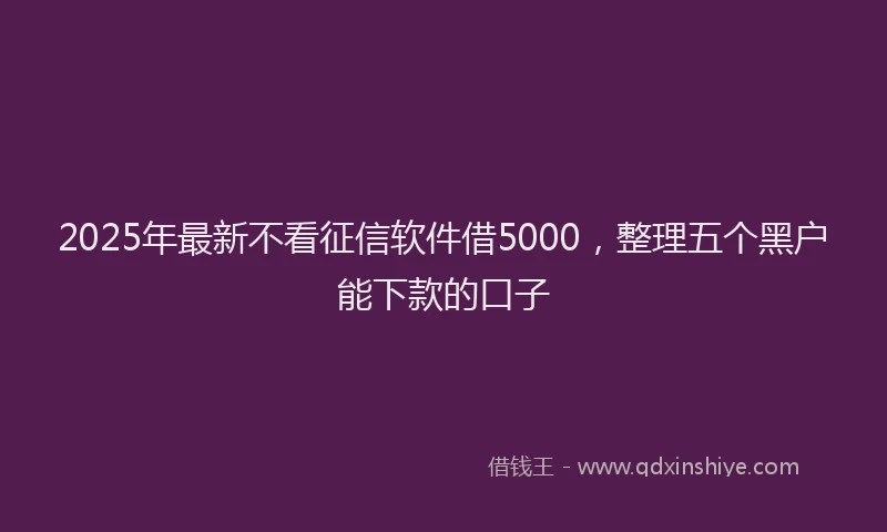 2025年最新不看征信软件借5000，整理五个黑户能下款的口子