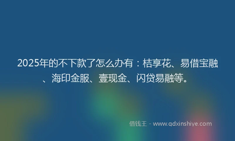 2025年的不下款了怎么办有：桔享花、易借宝融、海印金服、壹现金、闪贷易融等。
