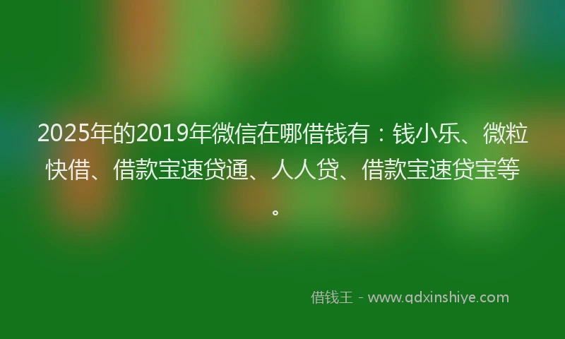 2025年的2019年微信在哪借钱有：钱小乐、微粒快借、借款宝速贷通、人人贷、借款宝速贷宝等。