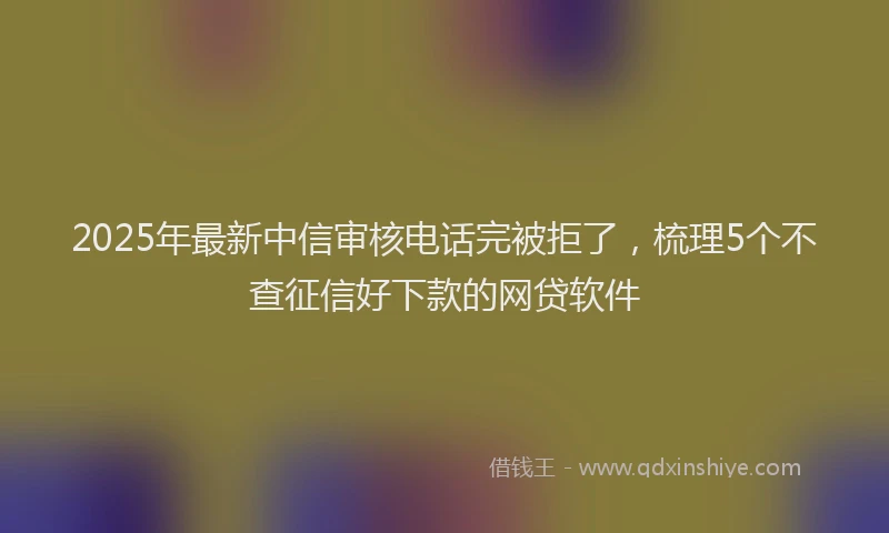 2025年最新中信审核电话完被拒了，梳理5个不查征信好下款的网贷软件
