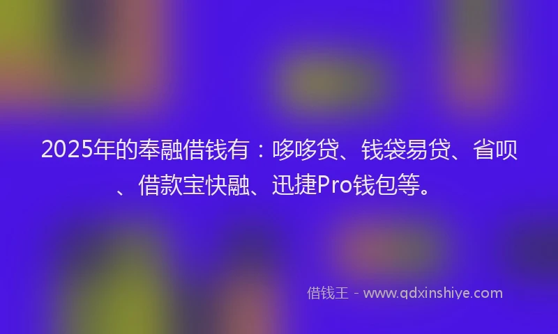 2025年的奉融借钱有：哆哆贷、钱袋易贷、省呗、借款宝快融、迅捷Pro钱包等。