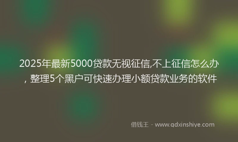 2025年最新5000贷款无视征信,不上征信怎么办，整理5个黑户可快速办理小额贷款业务的软件