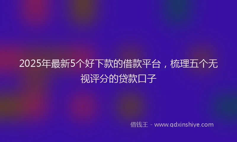 2025年最新5个好下款的借款平台，梳理五个无视评分的贷款口子