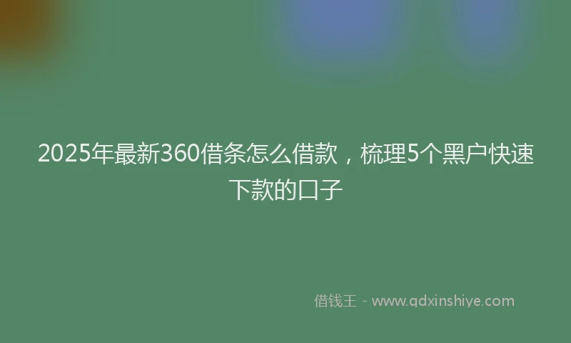 2025年最新360借条怎么借款，梳理5个黑户快速下款的口子