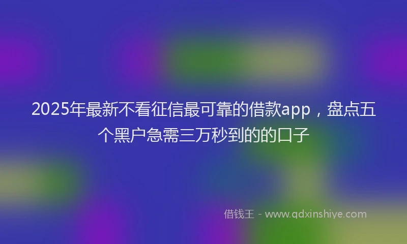 2025年最新不看征信最可靠的借款app，盘点五个黑户急需三万秒到的的口子