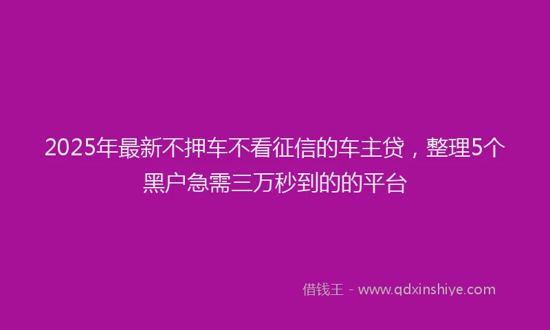 2025年最新不押车不看征信的车主贷，整理5个黑户急需三万秒到的的平台