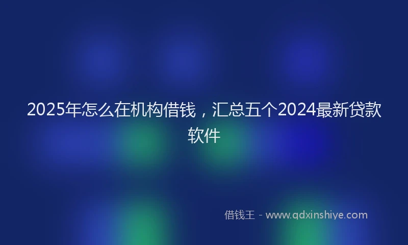 2025年怎么在机构借钱，汇总五个2024最新贷款软件