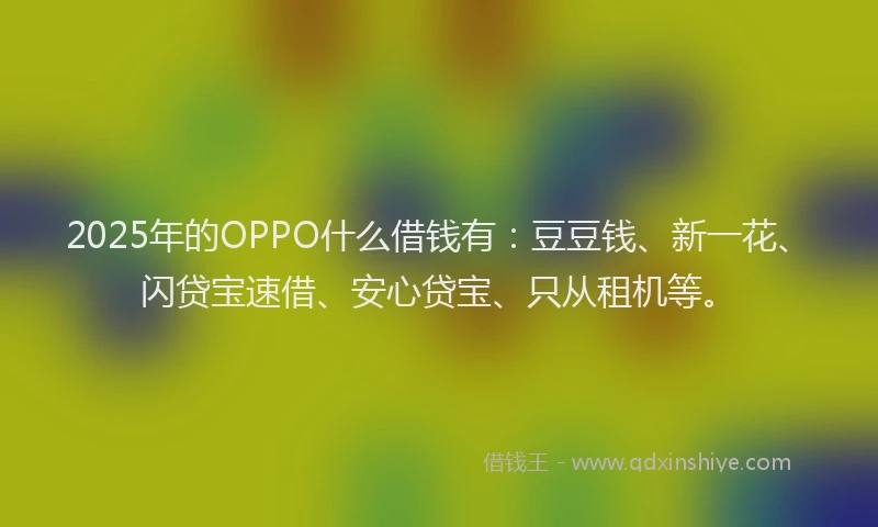 2025年的OPPO什么借钱有：豆豆钱、新一花、闪贷宝速借、安心贷宝、只从租机等。