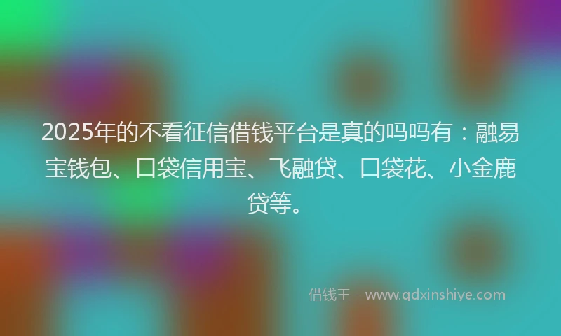 2025年的不看征信借钱平台是真的吗吗有：融易宝钱包、口袋信用宝、飞融贷、口袋花、小金鹿贷等。