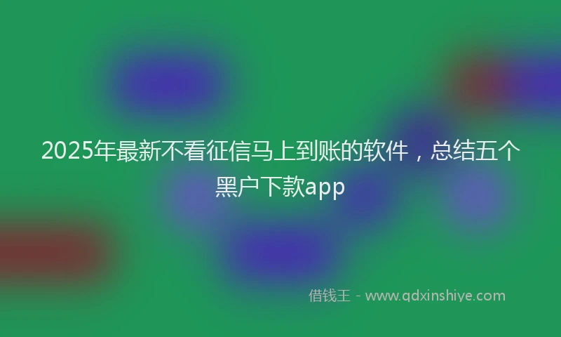2025年最新不看征信马上到账的软件，总结五个黑户下款app