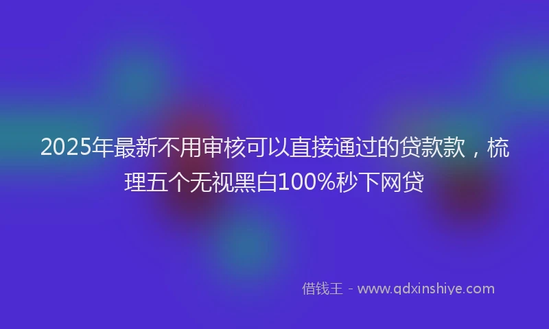 2025年最新不用审核可以直接通过的贷款款，梳理五个无视黑白100%秒下网贷
