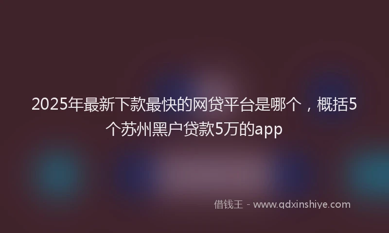 2025年最新下款最快的网贷平台是哪个，概括5个苏州黑户贷款5万的app