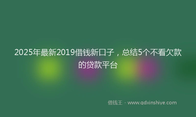 2025年最新2019借钱新口子，总结5个不看欠款的贷款平台