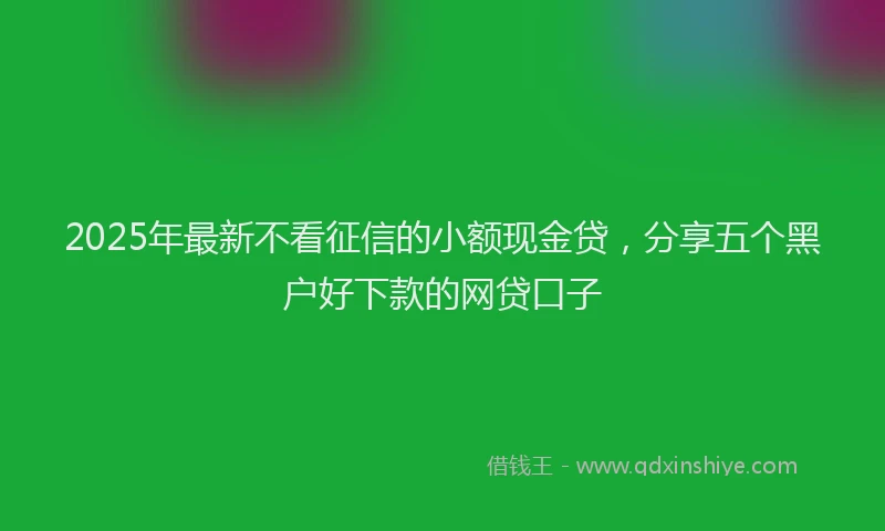 2025年最新不看征信的小额现金贷，分享五个黑户好下款的网贷口子