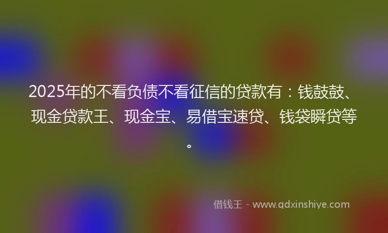 2025年的不看负债不看征信的贷款有：钱鼓鼓、现金贷款王、现金宝、易借宝速贷、钱袋瞬贷等。