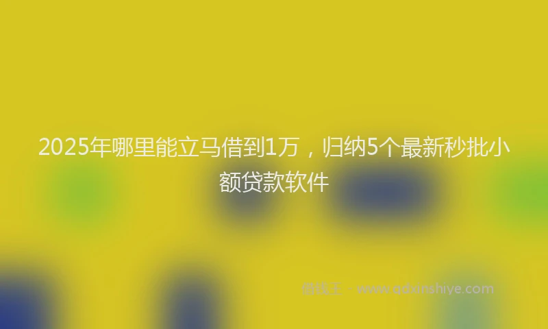 2025年哪里能立马借到1万，归纳5个最新秒批小额贷款软件