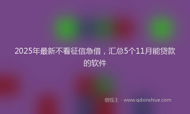 2025年最新不看征信急借，汇总5个11月能贷款的软件