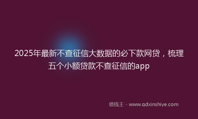 2025年最新不查征信大数据的必下款网贷，梳理五个小额贷款不查征信的app