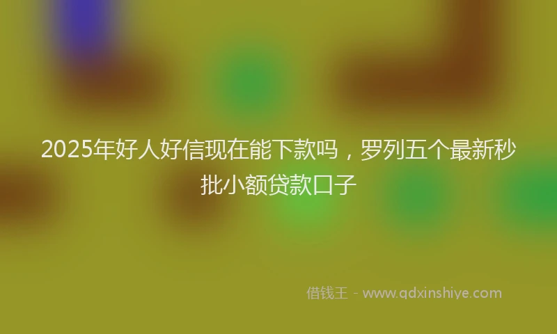2025年好人好信现在能下款吗，罗列五个最新秒批小额贷款口子