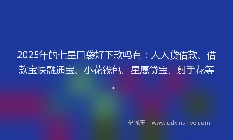 2025年的七星口袋好下款吗有：人人贷借款、借款宝快融通宝、小花钱包、星愿贷宝、射手花等。