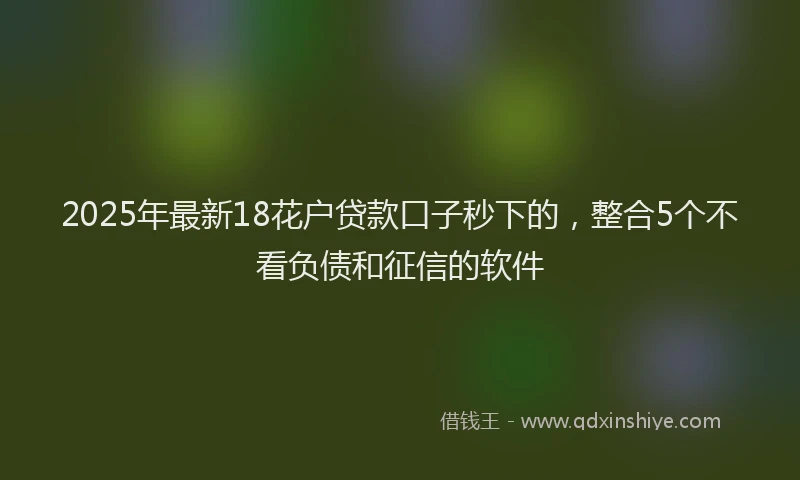 2025年最新18花户贷款口子秒下的，整合5个不看负债和征信的软件
