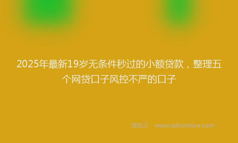 2025年最新19岁无条件秒过的小额贷款，整理五个网贷口子风控不严的口子