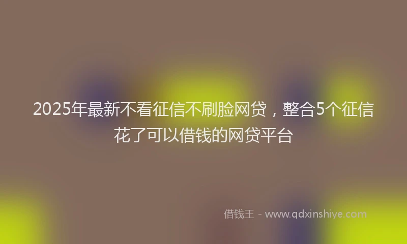 2025年最新不看征信不刷脸网贷，整合5个征信花了可以借钱的网贷平台