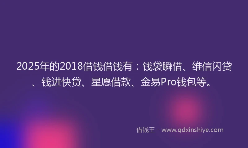 2025年的2018借钱借钱有：钱袋瞬借、维信闪贷、钱进快贷、星愿借款、金易Pro钱包等。