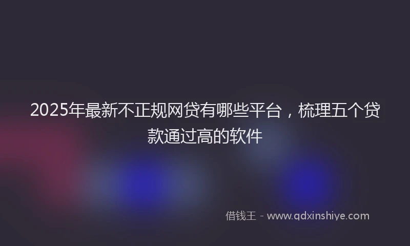 2025年最新不正规网贷有哪些平台，梳理五个贷款通过高的软件
