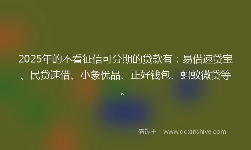 2025年的不看征信可分期的贷款有：易借速贷宝、民贷速借、小象优品、正好钱包、蚂蚁微贷等。