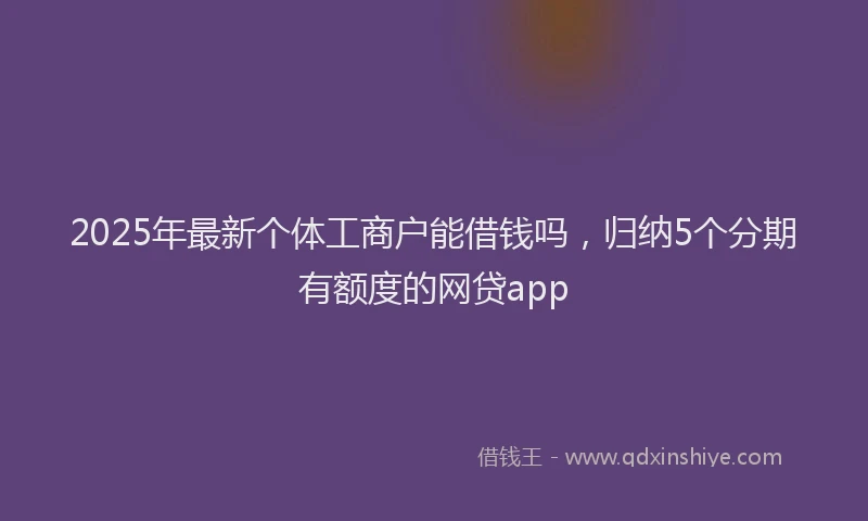 2025年最新个体工商户能借钱吗，归纳5个分期有额度的网贷app