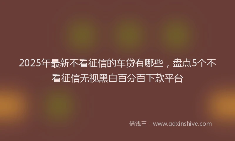 2025年最新不看征信的车贷有哪些，盘点5个不看征信无视黑白百分百下款平台