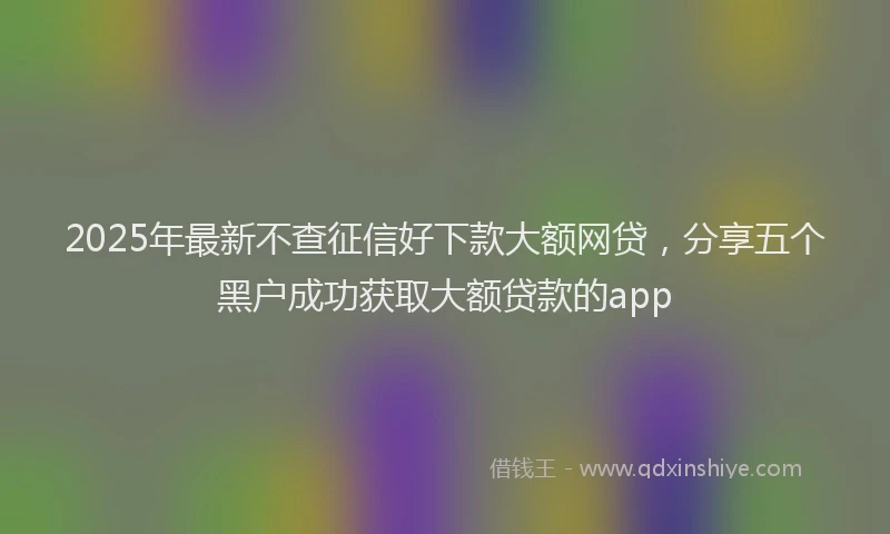 2025年最新不查征信好下款大额网贷，分享五个黑户成功获取大额贷款的app