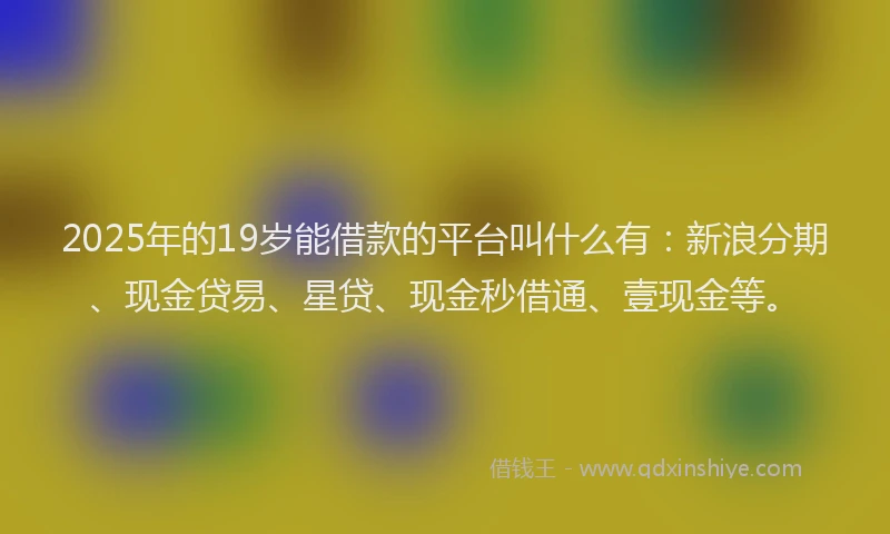 2025年的19岁能借款的平台叫什么有：新浪分期、现金贷易、星贷、现金秒借通、壹现金等。