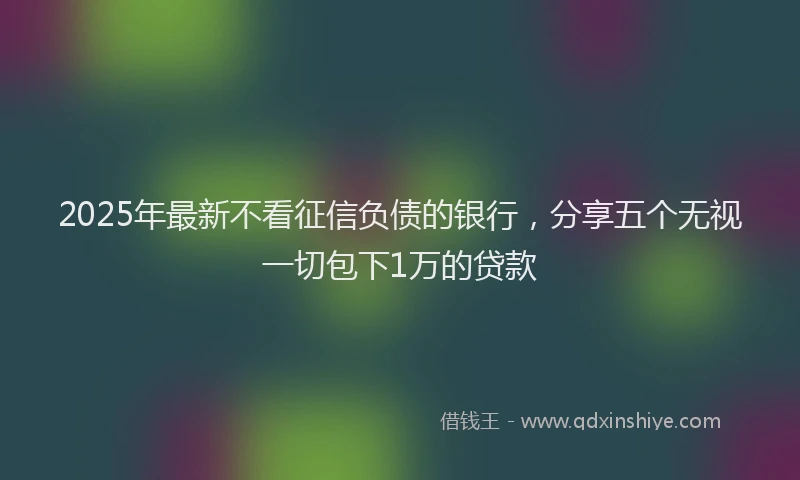 2025年最新不看征信负债的银行，分享五个无视一切包下1万的贷款