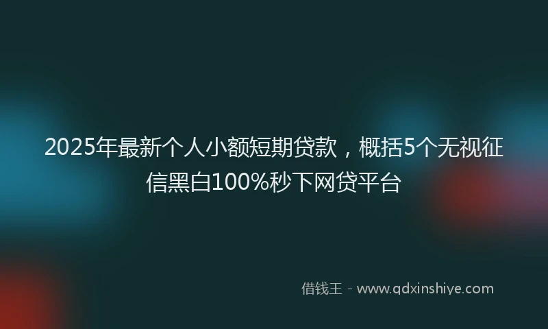 2025年最新个人小额短期贷款，概括5个无视征信黑白100%秒下网贷平台