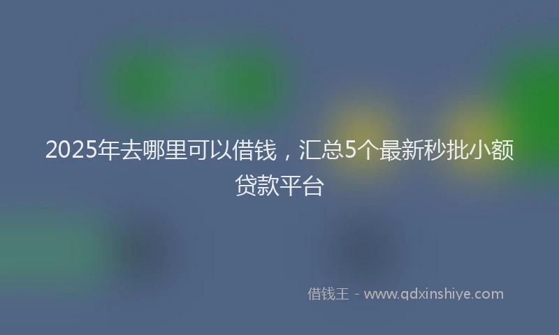 2025年去哪里可以借钱，汇总5个最新秒批小额贷款平台