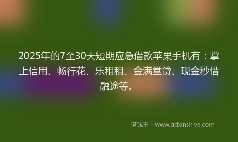 2025年的7至30天短期应急借款苹果手机有：掌上信用、畅行花、乐租租、金满堂贷、现金秒借融途等。