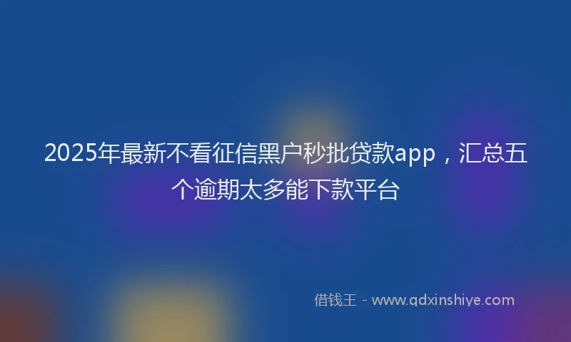 2025年最新不看征信黑户秒批贷款app，汇总五个逾期太多能下款平台