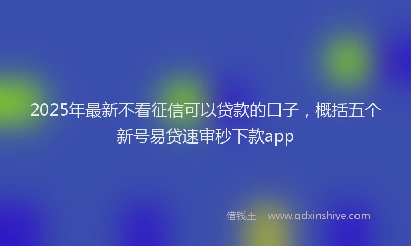 2025年最新不看征信可以贷款的口子，概括五个新号易贷速审秒下款app