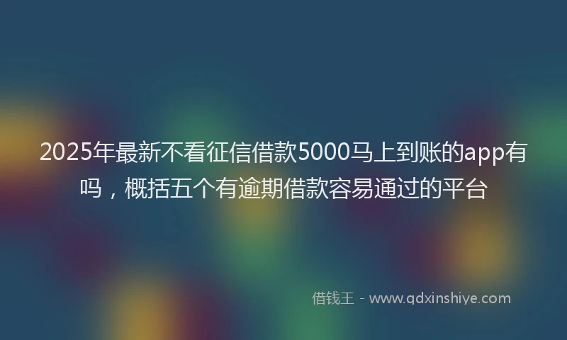 2025年最新不看征信借款5000马上到账的app有吗，概括五个有逾期借款容易通过的平台