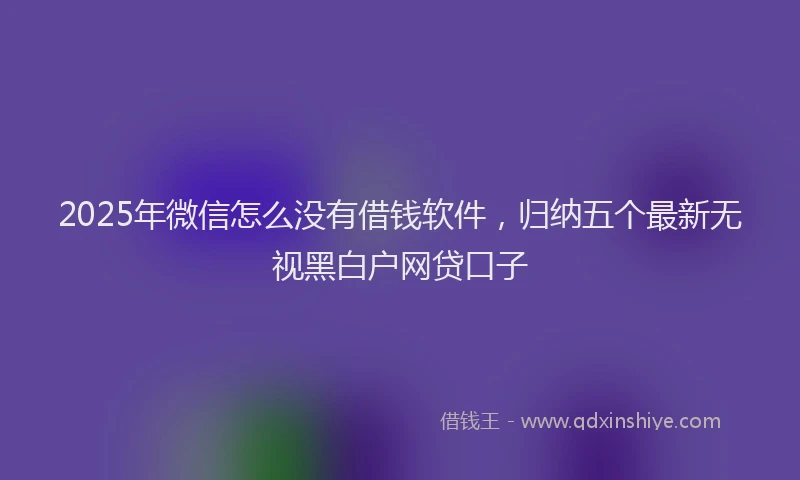 2025年微信怎么没有借钱软件，归纳五个最新无视黑白户网贷口子