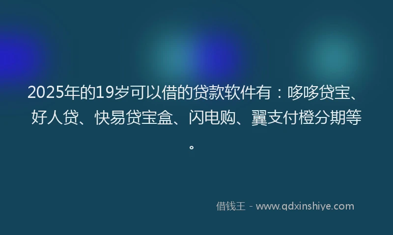 2025年的19岁可以借的贷款软件有：哆哆贷宝、好人贷、快易贷宝盒、闪电购、翼支付橙分期等。
